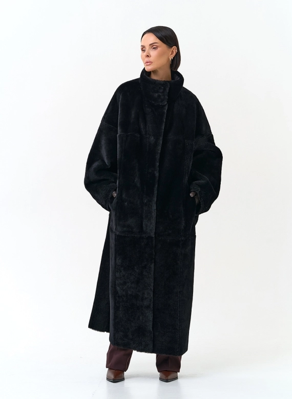 Женская двухсторонняя дубленка оверсайз фото
