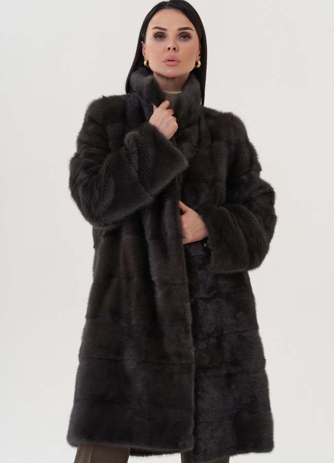 Шуба из норки с воротником стойка модель № 25916 в кредит