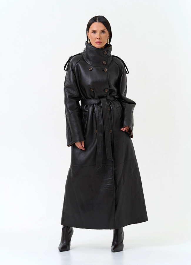 Женская дубленка из натурального меха с воротником стойкой модель № 34341 универмаг малина фото