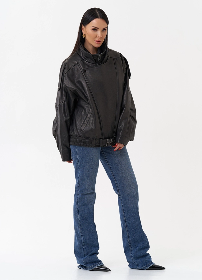 фото Объемная женская куртка из натуральной кожи модель № 29912