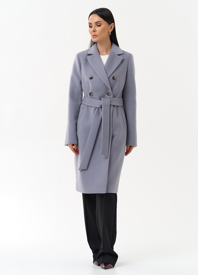 Женское двубортное пальто с поясом модель № 29894 в рассрочку