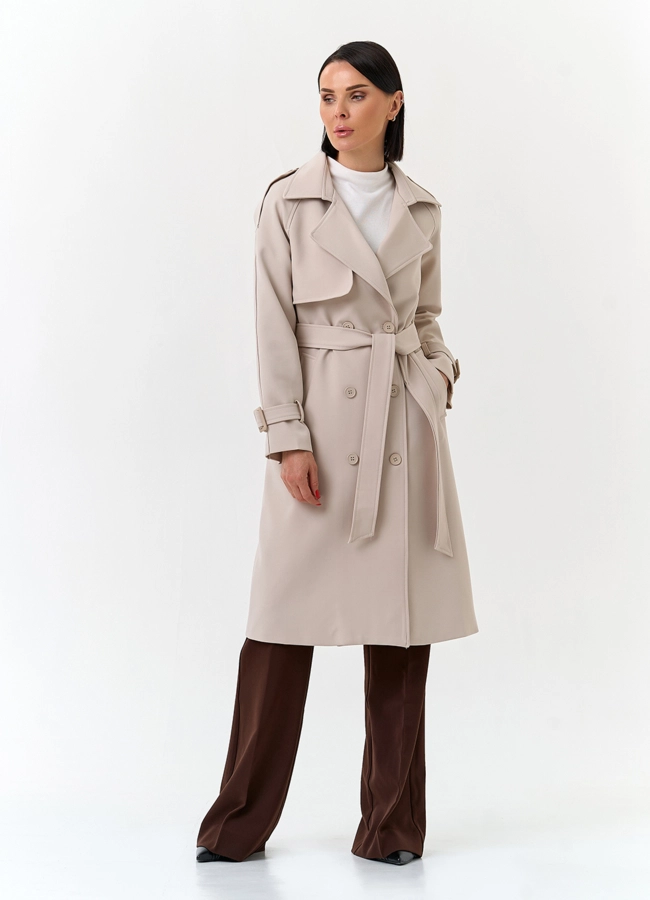 Женский светлый плащ модель № 33096 универмаг малина