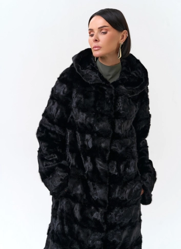 Шуба из меха норки с капюшоном фото