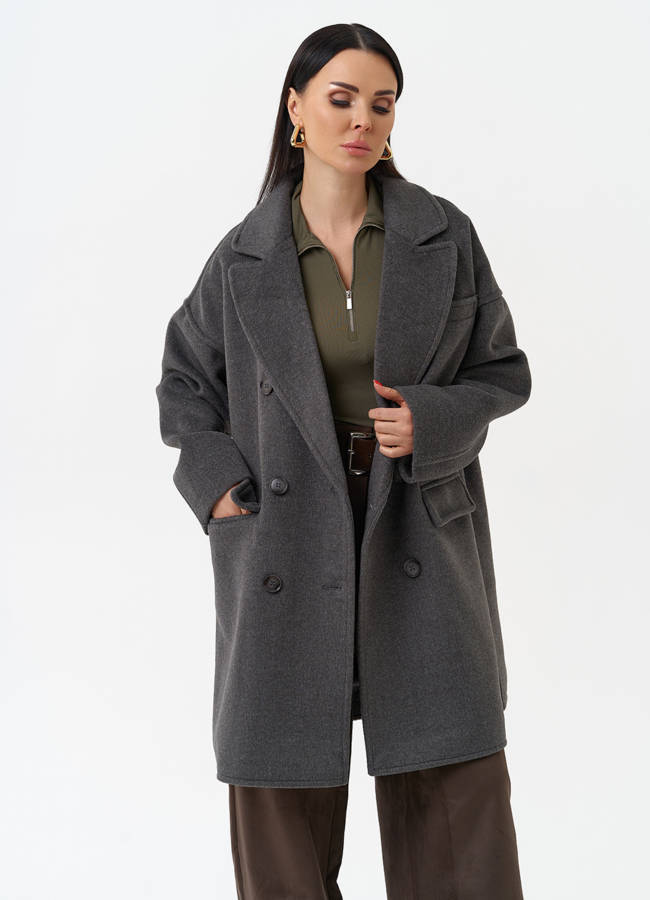 Женское укороченное пальто с поясом модель № 30196 универмаг малина