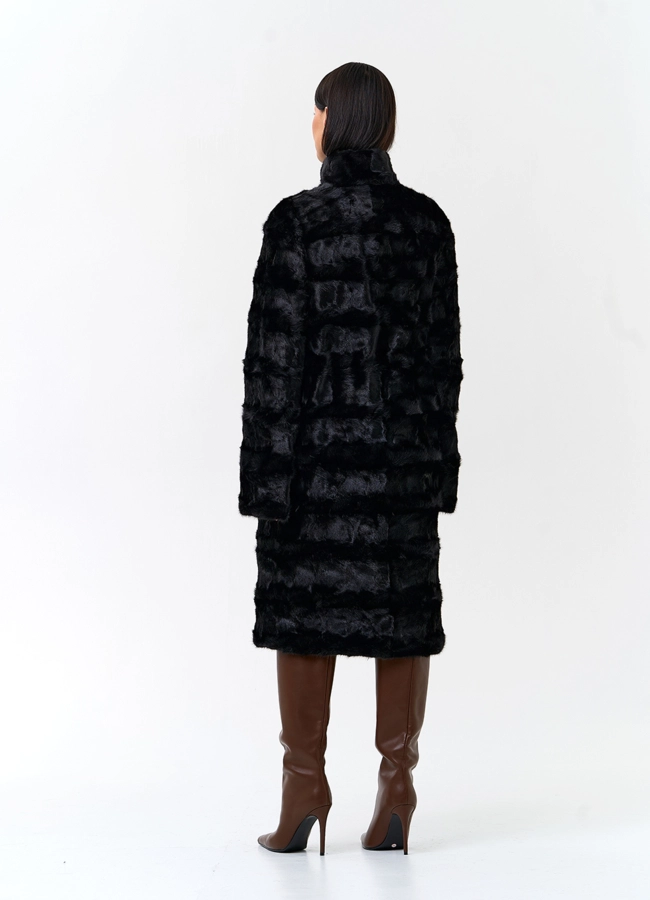 Шуба из меха норки с воротником стойка модель № 33819 в кредит фото
