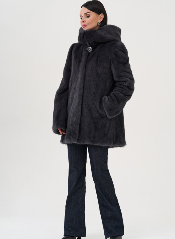 Шуба из норки в цвете графит