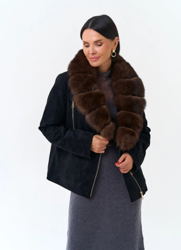 Женская куртка из эко замши фото