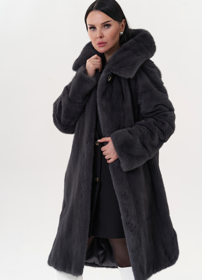 Шуба из норки в цвете графит модель № 24812 универмаг малина