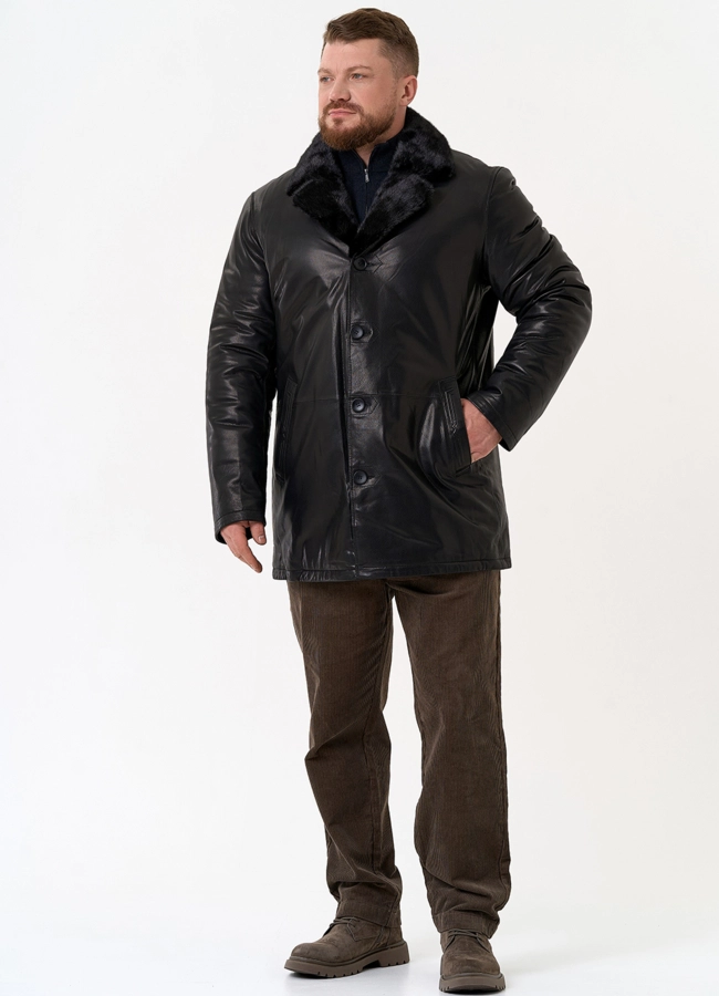Мужская дубленка с английским воротником модель № 31779 в кредит