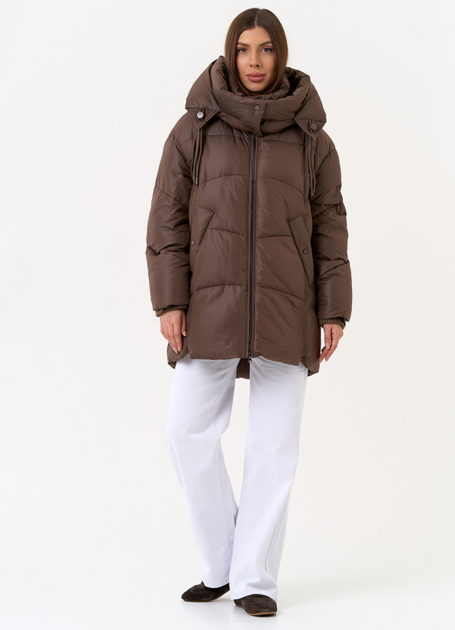 Женский пуховик с капюшоном модель № 31593 универмаг малина