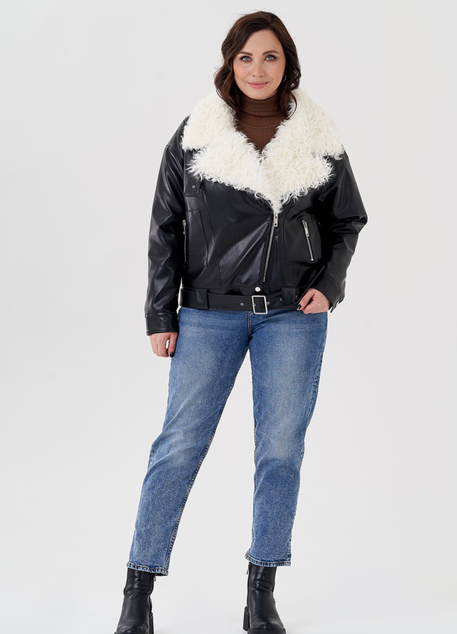 фото Куртка косуха с отделкой натуральный козлик модель № 3022