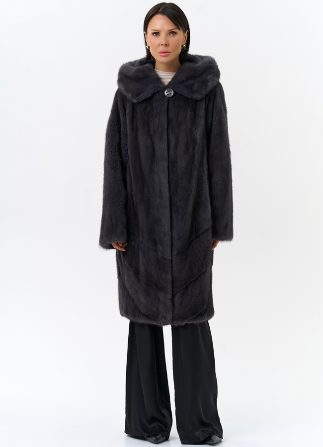 Женская шуба в сером цвете модель № 24809 в рассрочку