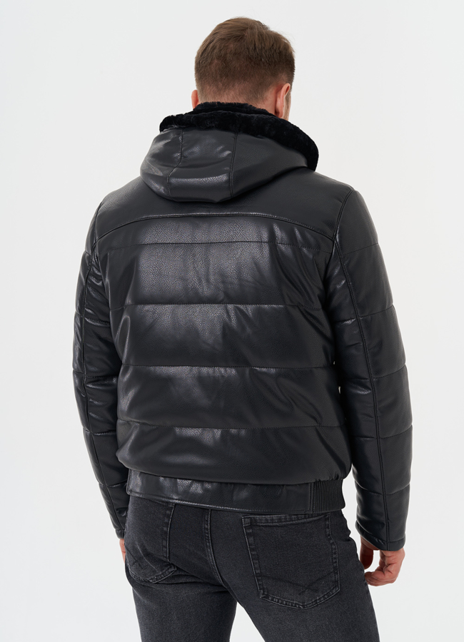 Утепленная куртка из эко кожи модель № 27740 универмаг малина