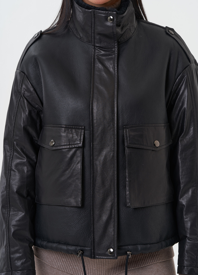 Утепленная куртка из натуральной кожи модель № 28582 универмаг малина