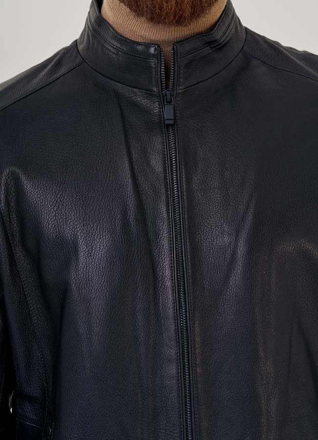 Куртка мужская из натуральной кожи с воротником стойкой  модель № 20274, 24366 универмаг малина