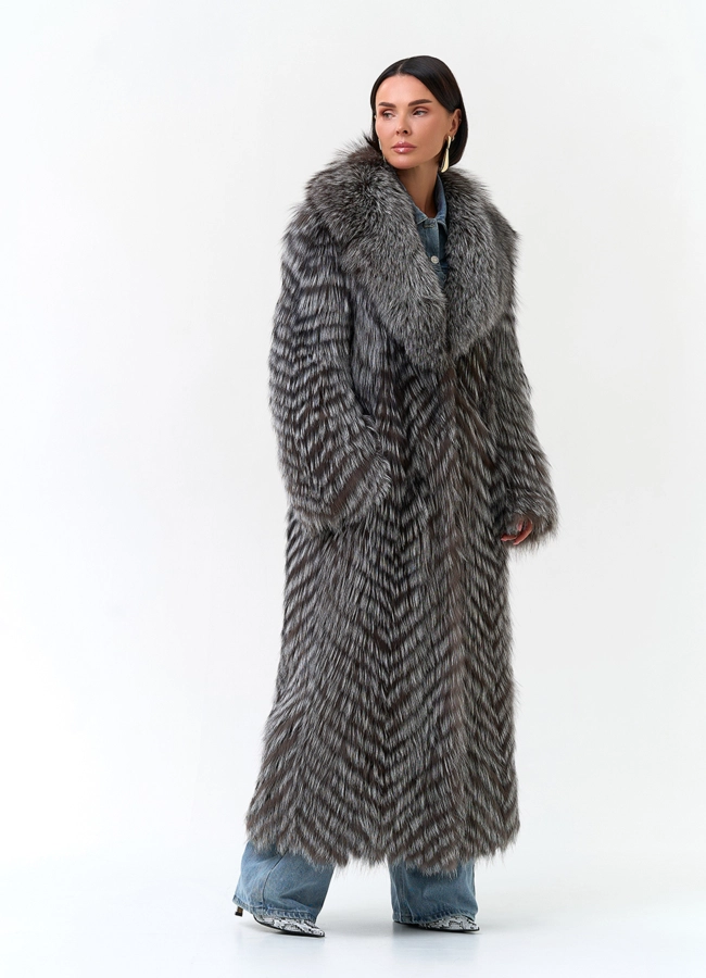 Длинная шуба из чернобурой лисы модель № 34163 универмаг малина фото