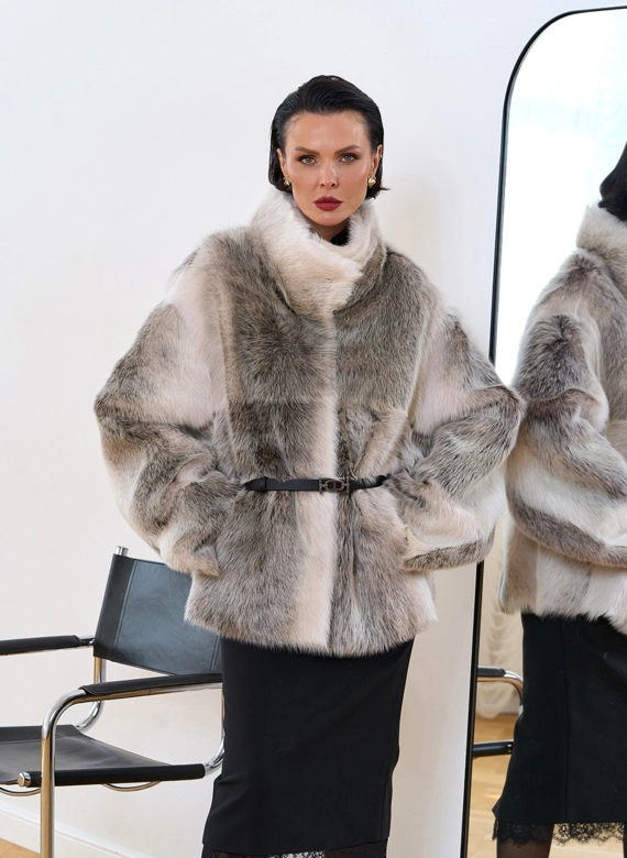 Дубленка двухсторонняя с поясом фото
