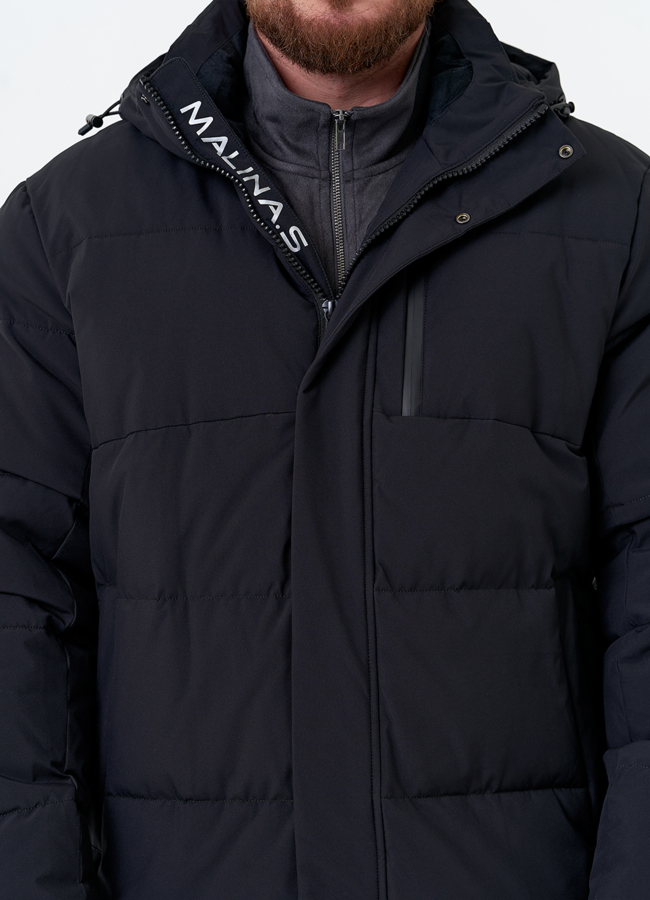 Удлиненный мужской пуховик с капюшоном модель № 31462 универмаг малина