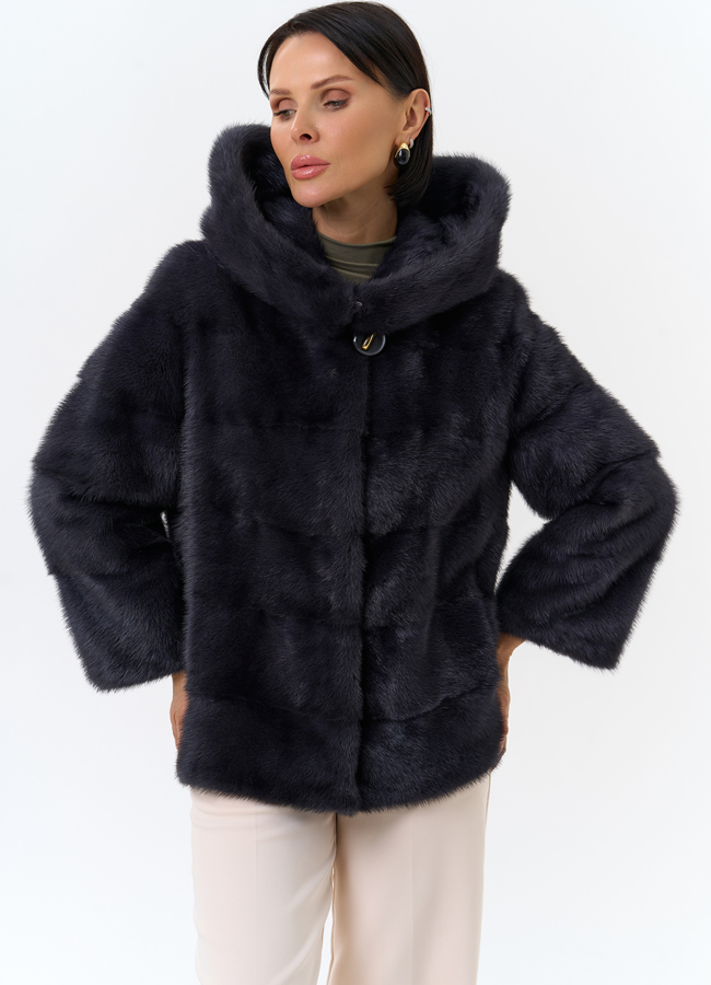 Норковая шуба трансформер с капюшоном модель № 24956 универмаг малина