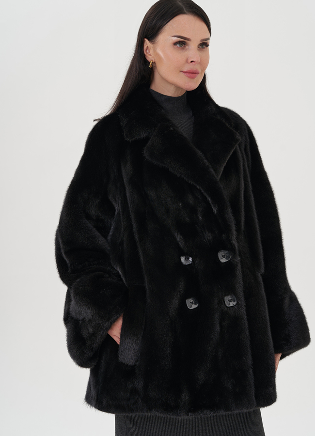 Короткая шуба из меха saga модель № 24963 универмаг малина